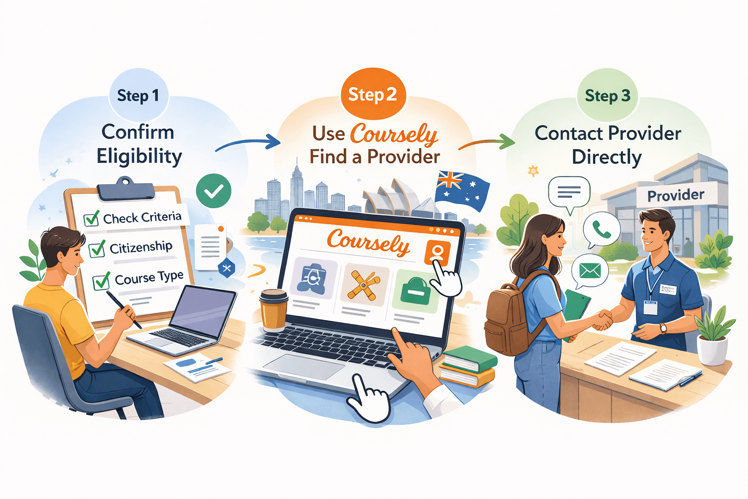 Confirm eligibility for government subsidies for Australian vocational courses