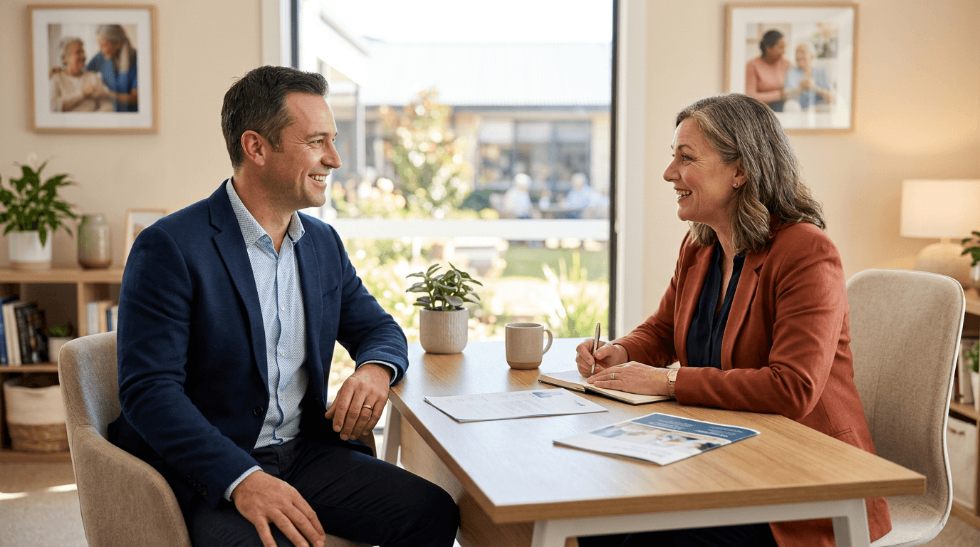 Career changer meeting with an aged care facility manager